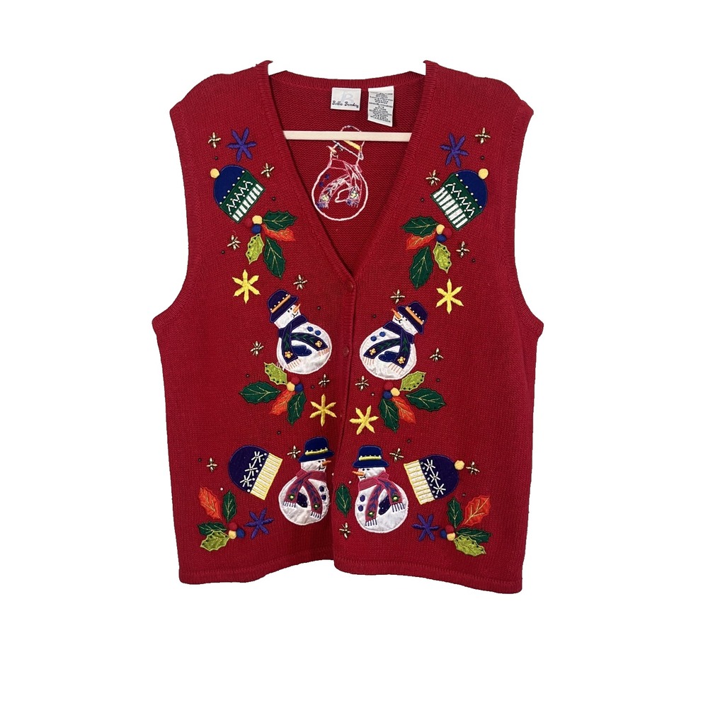 Retro Holiday Knit Sweater Vest XL Christmas Festive Preppy Classic Colorful